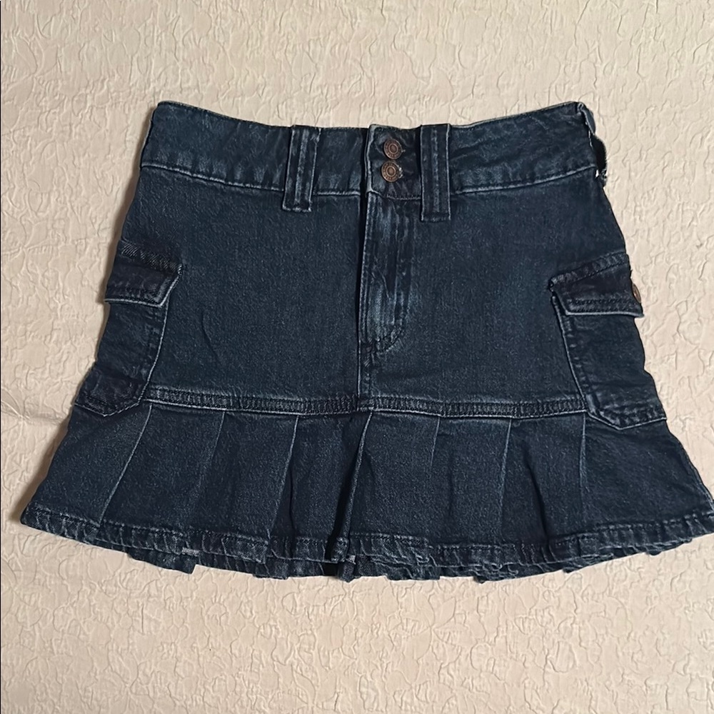 GAP Blue Skater Mini Skirt with Pleated Cargo Style